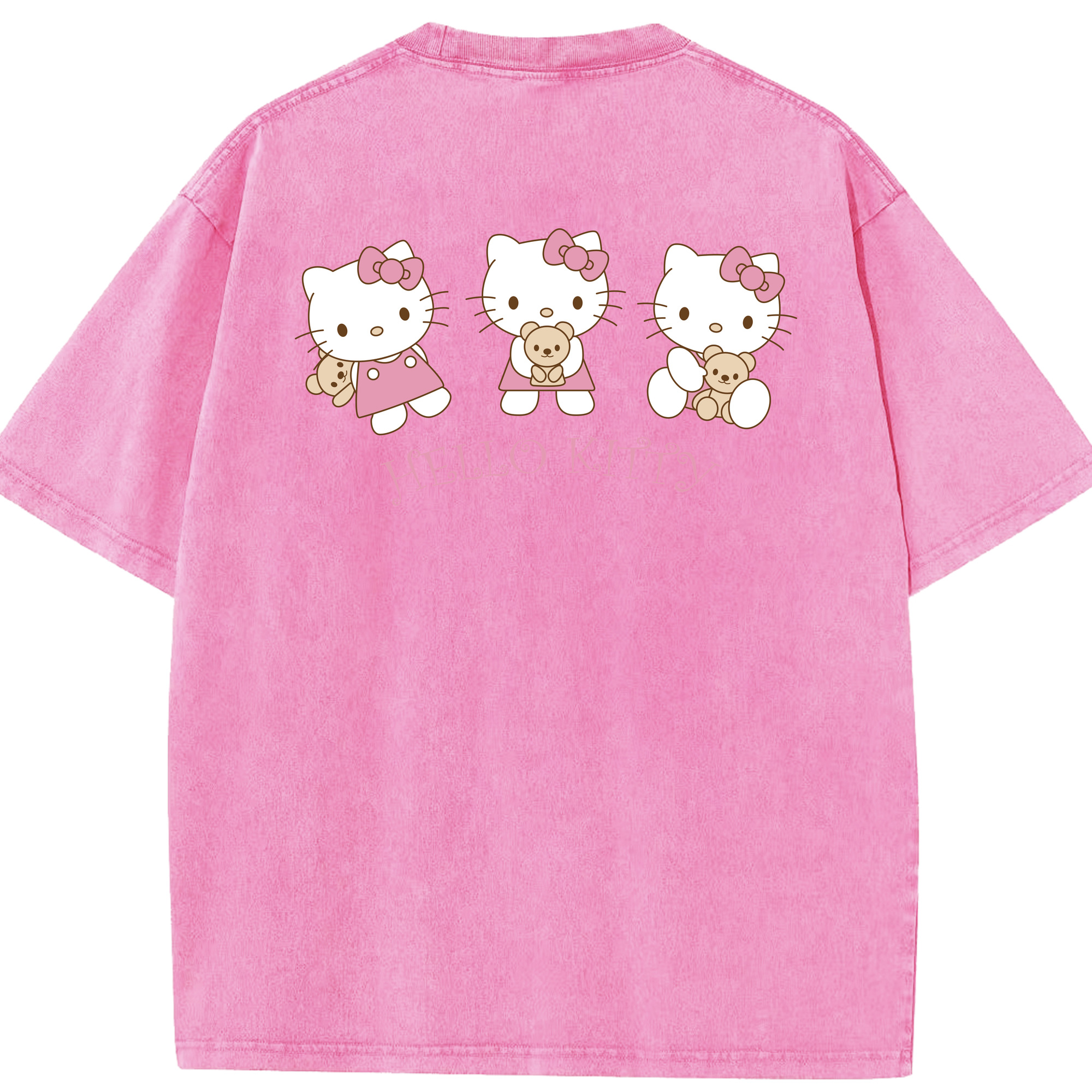 （画像用） Hello Kitty ハローキティ 綿100% ヴィンテージ風 半袖Tシャツ（背面プリント）